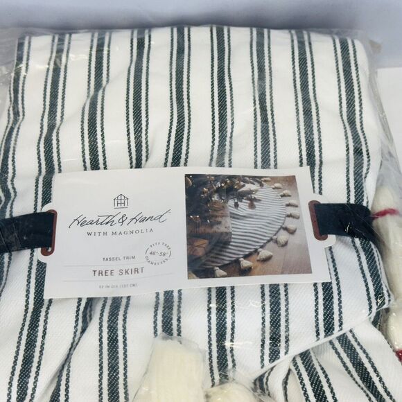 Hearth & Hand With Magnolia Green Striped Tree Skirt 46" - 58" Christmas NEW - Picture 3 of 10